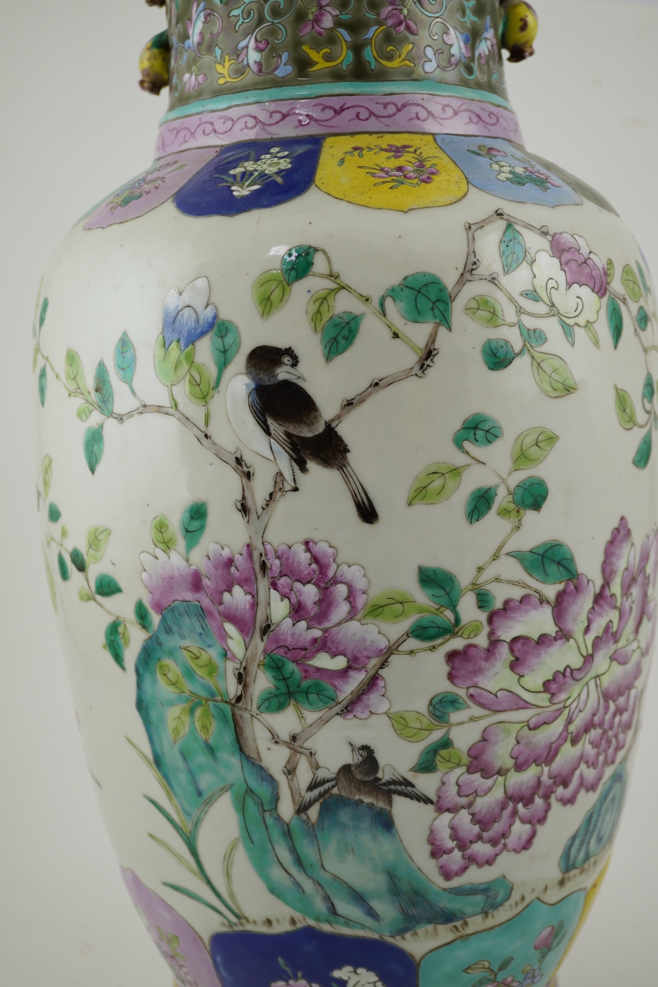 A large Chinese famille rose two-handled vase, mid 19th century
